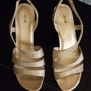 Gold Sparkle Kitten Heels